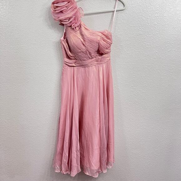 NWT $500 MAC DUGGAL 70173 PINK ONE SHOULDER MIDI DRESS Size 6 - Picture 3 of 14